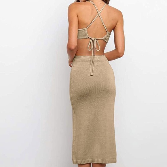 Sexy V neck Knitted Cutout Spaghetti stop open back - Picture 2 of 2